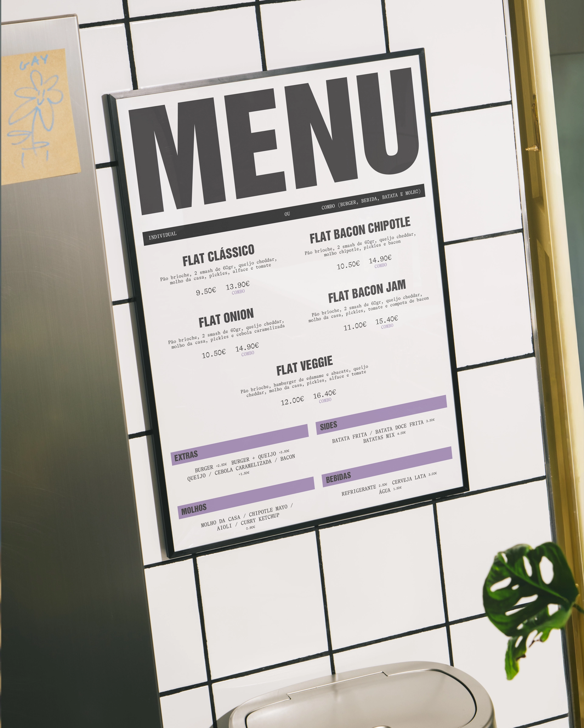 menu hanging on wall