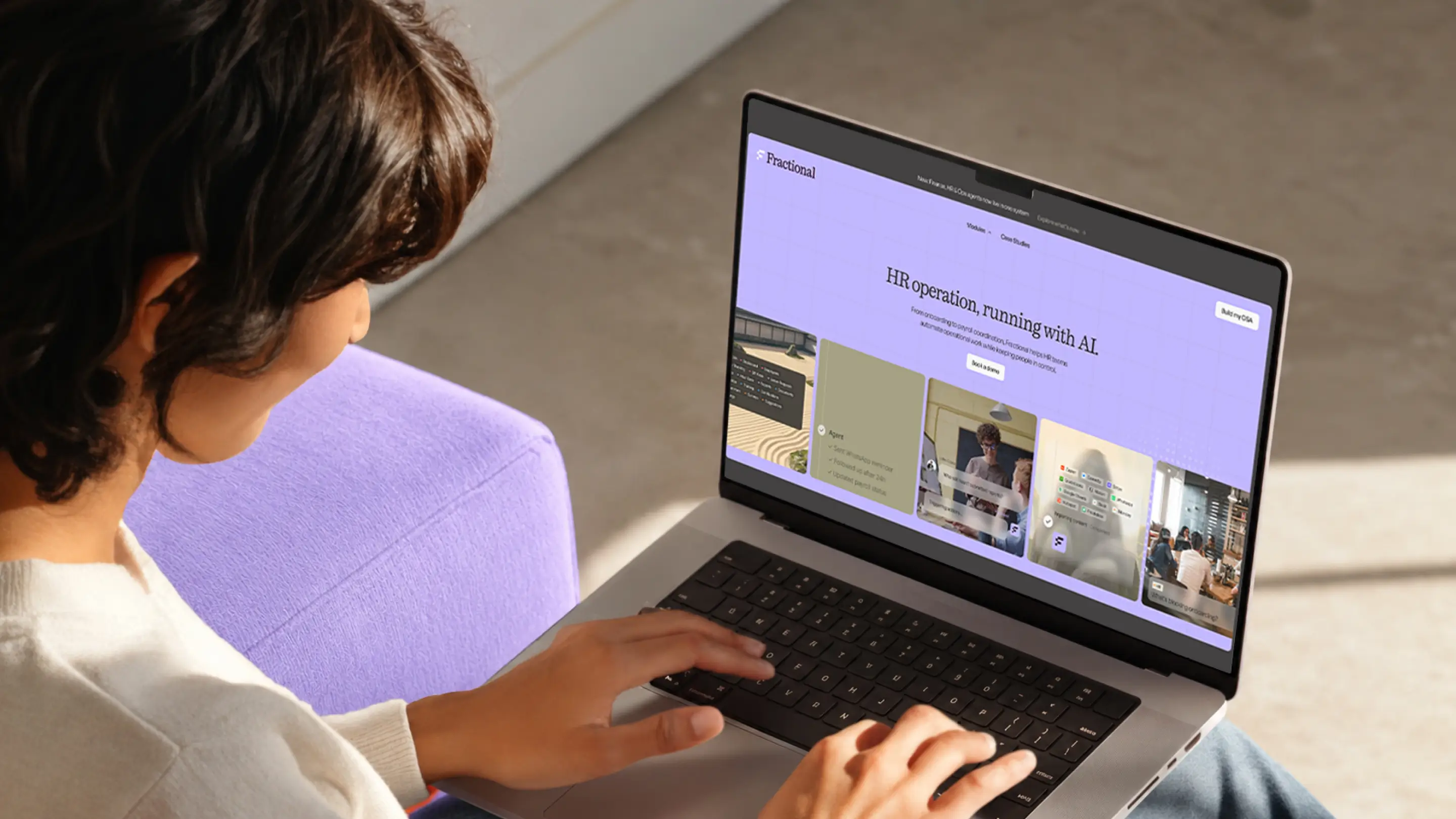 someone using a computer with the site open